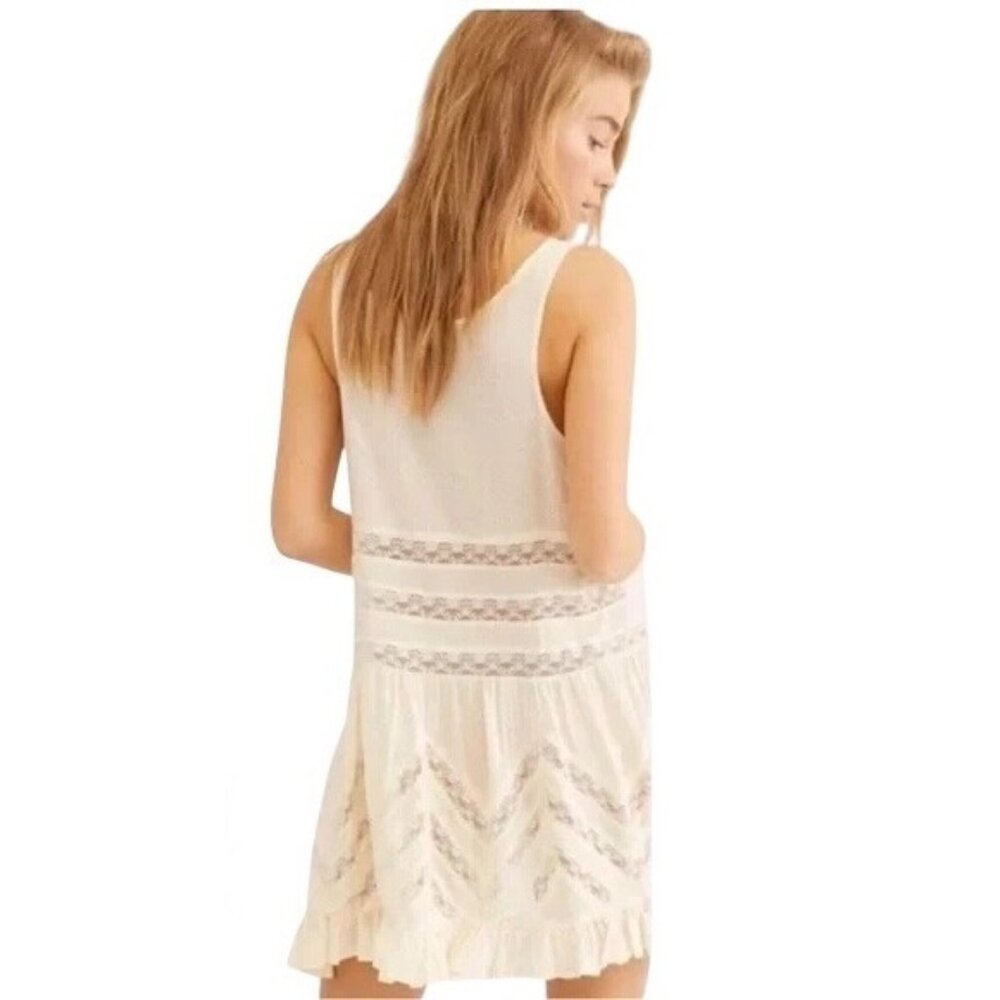 Free People White Voile & Lace Trapeze Slip Dress | Boho Cottagecore Grunge M - Picture 13 of 16